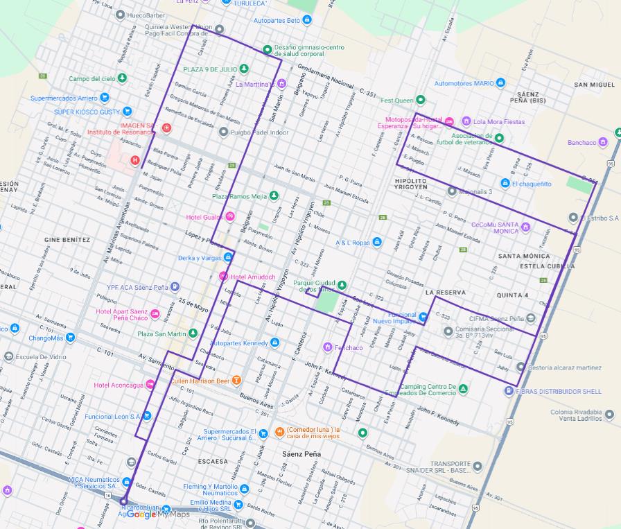 Mapa Ramal A - Vuelta