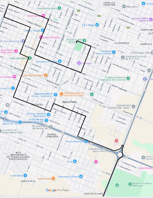 Mapa Ramal D - Vuelta